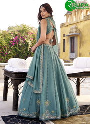 Adorable Sea Green Color Crush Designer Party Wear Lehenga Choli